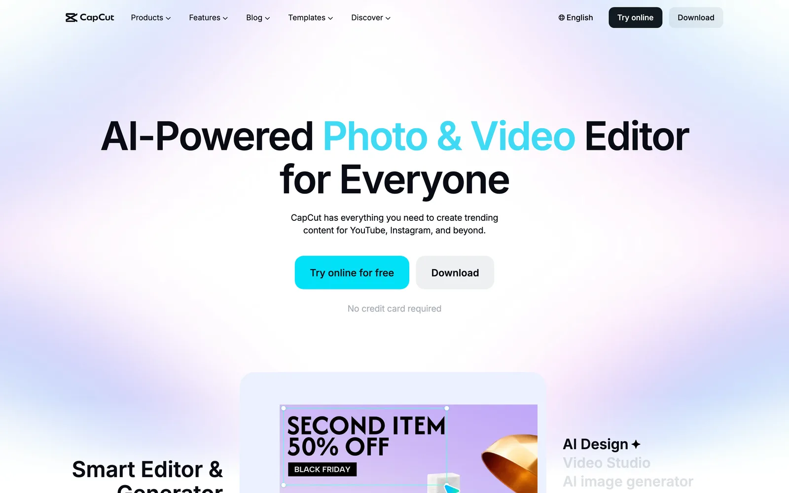 CapCut homepage