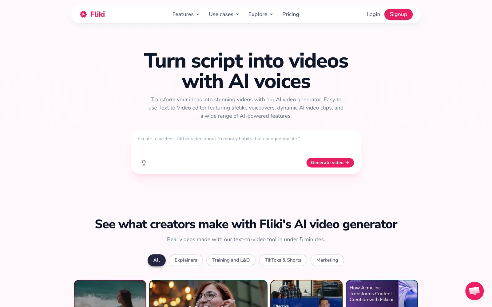 Fliki homepage